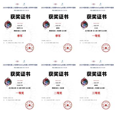 部分获奖证书